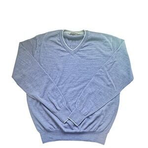 J Hilman Mens L Wool Cashmere Sweater Lt blue Preppy Collegiate Academia